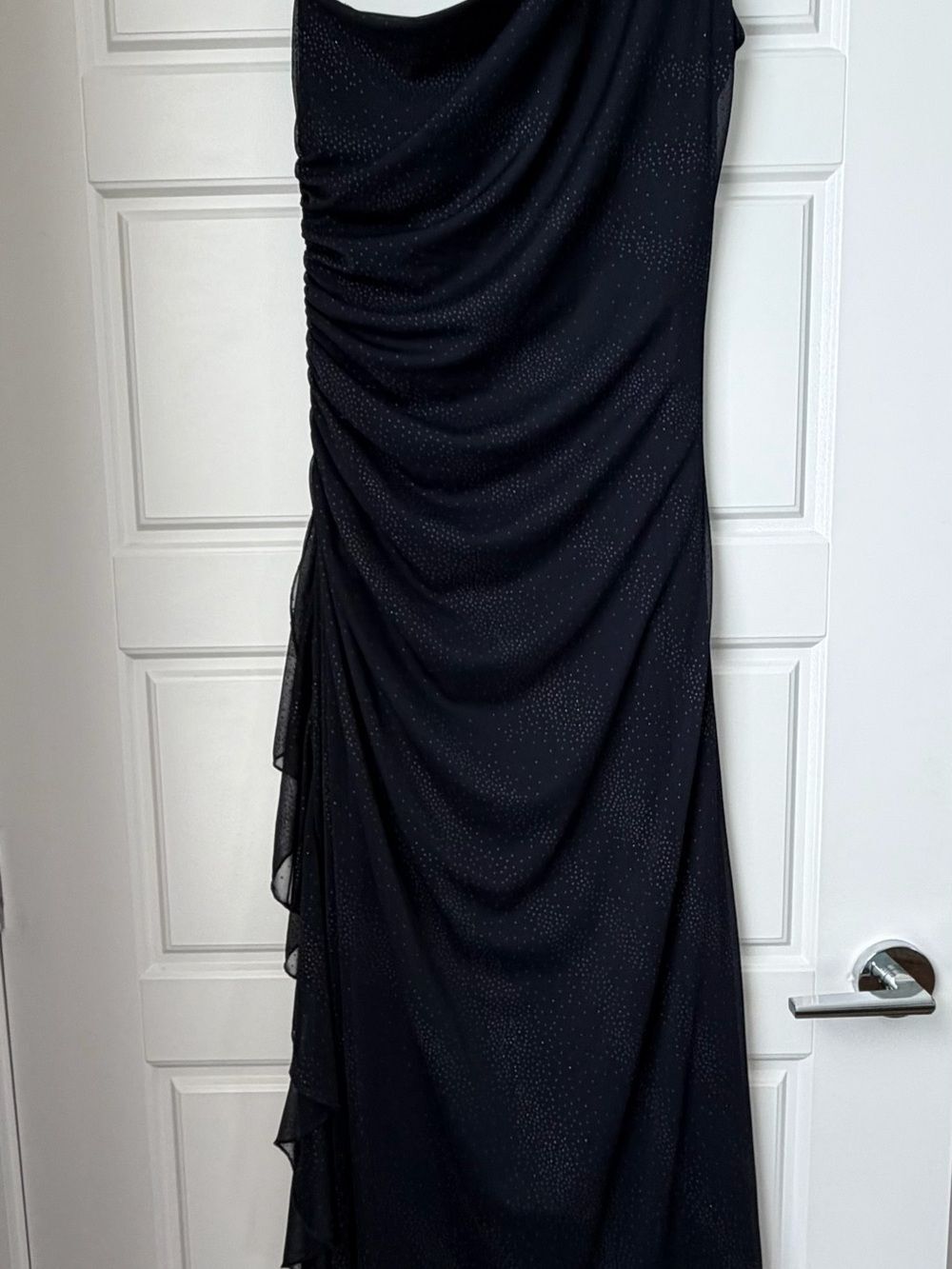 City Triangles Blue One-Shoulder Ruched Evening Dress-Large